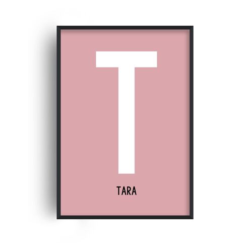 Modern Personalised Name Pink Print - A4 (21x29.7cm) - Black Frame