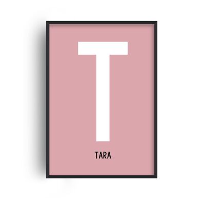 Modern Personalised Name Pink Print - A2 (42x59.4cm) - Black Frame