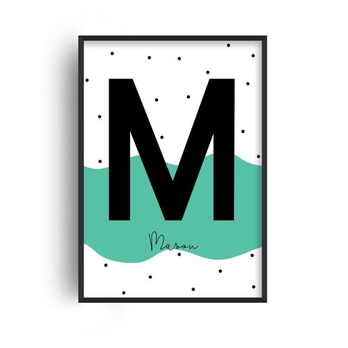 Personalised Name Polka Wave Mint Print - A3 (29.7x42cm) - Print Only