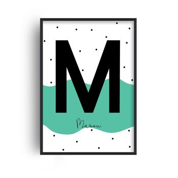 Nom personnalisé Polka Wave Mint Print - A3 (29,7 x 42 cm) - Imprimer uniquement 1