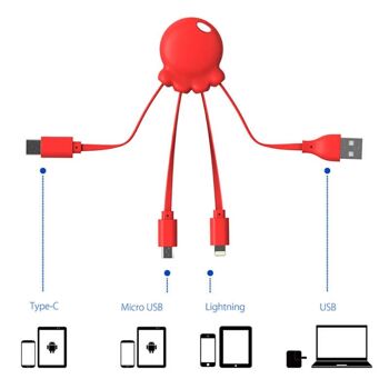 OCTOPUS 2 - Câble de charge multi-connecteurs - Rouge 4