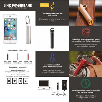 LINK POWERBANK - Chargeur 2600 mAh - Rouge 3