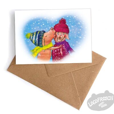 Tarjeta plegable "Besos de invierno"