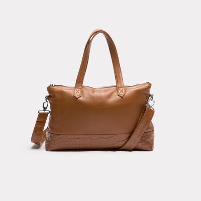 Liz Cognac Silver 15,6 pollici Borsa per laptop da donna in pelle pieno fiore