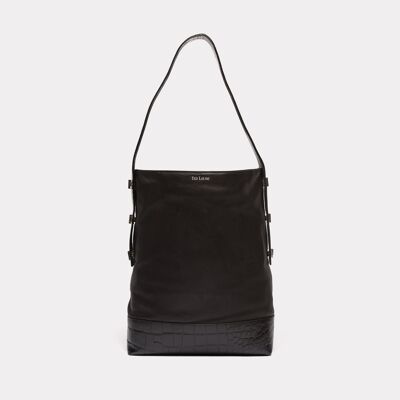 Ana Black Silver 15,6 inch Women's Laptop Bag Full Grain Leather
