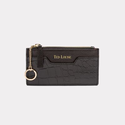 Porte-cartes femme Romy Black Gold Cuir pleine fleur