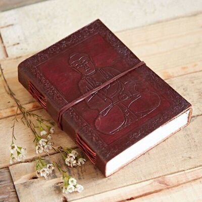 Journal en cuir fait à la main « Bouddha assis »