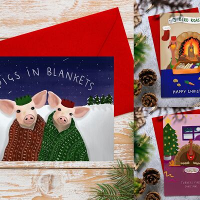 Pacchetto di cartoline di Natale vegetariane