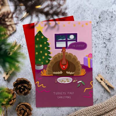 Veggie/Vegan Christmas Card - Turkeys first Christmas