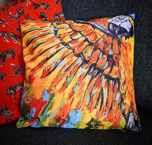 PARROT CUSHION - Gift for animal lovers/Funky home decor/Colourful home/Animal Cushion