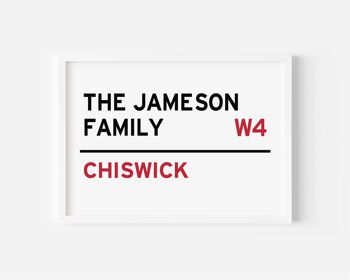 Nom de famille personnalisé code postal paysage impression - A3 (29,7 x 42 cm) - cadre blanc 3