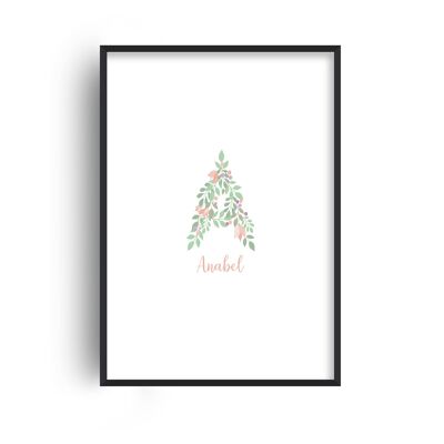 Personalised Floral Name Small Print - 30x40inches/75x100cm - Black Frame