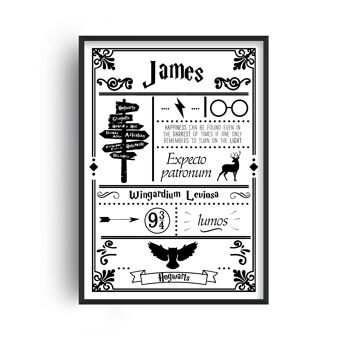 Nom personnalisé Harry Potter Print - A2 (42x59,4cm) - Cadre noir 1