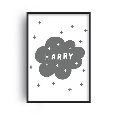 Personalised Name Super Scandi Cloud Grey Print - 30x40inches/75x100cm - Print Only