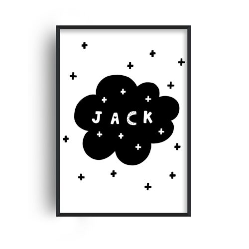 Personalised Name Super Scandi Cloud Black Print - 30x40inches/75x100cm - Print Only