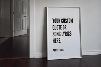 Impression de paroles de chansons modernes personnalisées - A4 (21 x 29,7 cm) - Cadre blanc 4