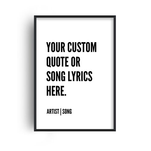 Personalised Modern Song Lyrics White Print - 30x40inches/75x100cm - Print Only