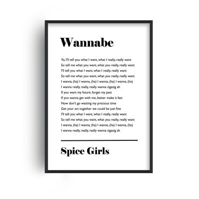 Personalised Favourite Song Lyrics White Print - A4 (21x29.7cm) - Black Frame