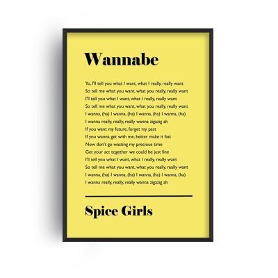 Personalised Favourite Song Lyrics Yellow Print - 30x40inches/75x100cm - Black Frame