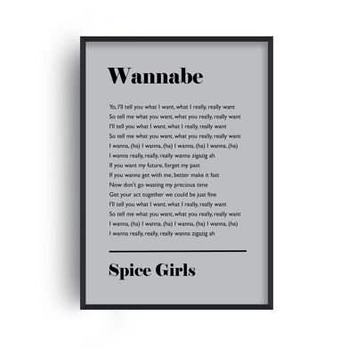Personalised Favourite Song Lyrics Grey Print - A4 (21x29.7cm) - Black Frame
