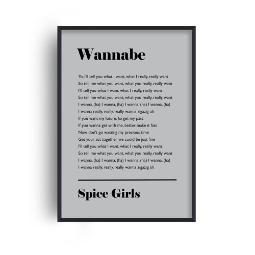 Personalised Favourite Song Lyrics Grey Print - 30x40inches/75x100cm - Black Frame