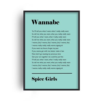 Personalised Favourite Song Lyrics Mint Print - A4 (21x29.7cm) - Black Frame