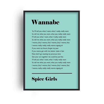 Personalised Favourite Song Lyrics Mint Print - A4 (21x29.7cm) - White Frame