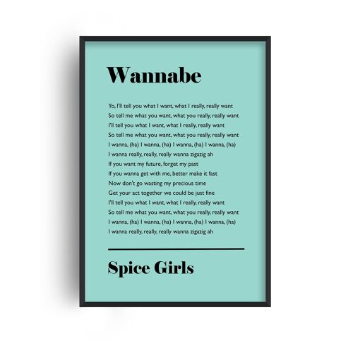 Personalised Favourite Song Lyrics Mint Print - 20x28inchesx50x70cm - White Frame