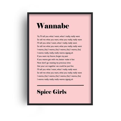 Personalised Favourite Song Lyrics Pink Print - A3 (29.7x42cm) - Black Frame