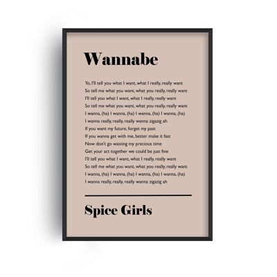 Personalised Favourite Song Lyrics Beige Print - A4 (21x29.7cm) - Black Frame