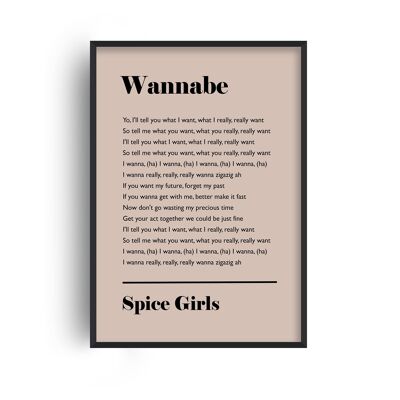 Personalised Favourite Song Lyrics Beige Print - 20x28inchesx50x70cm - Black Frame