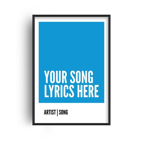 Personalised Song Lyrics Box Blue Print - A4 (21x29.7cm) - Black Frame