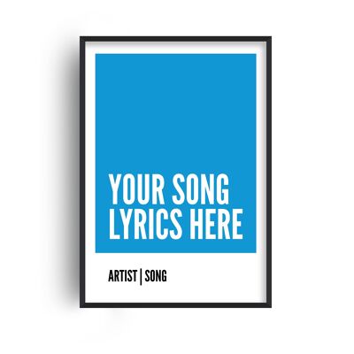 Personalised Song Lyrics Box Blue Print - A2 (42x59.4cm) - White Frame