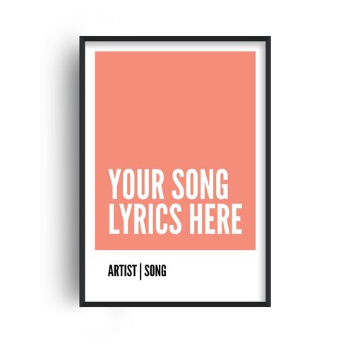 Personalised Song Lyrics Box Peach Print - A4 (21x29.7cm) - Black Frame