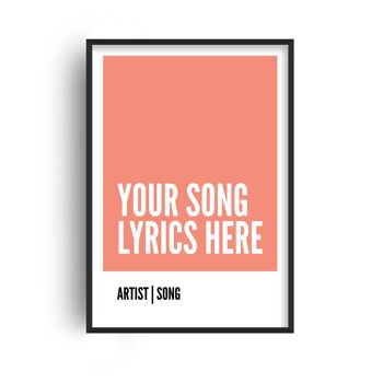 Boîte de paroles de chansons personnalisées, imprimé pêche - A4 (21 x 29,7 cm) - cadre blanc 1