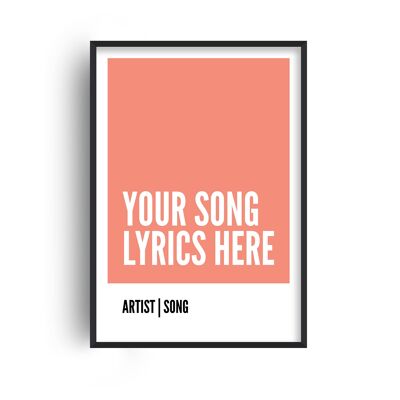 Personalised Song Lyrics Box Peach Print - 30x40inches/75x100cm - Black Frame