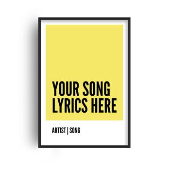 Boîte de Paroles de Chanson Personnalisée Imprimé Jaune - 30x40 pouces/75x100cm - Cadre Noir 1