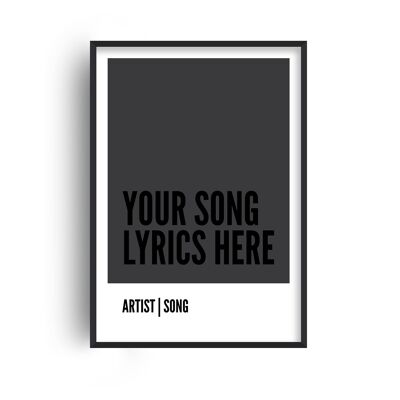 Personalised Song Lyrics Box Black Print - A4 (21x29.7cm) - Print Only