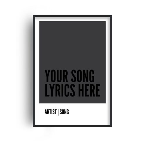 Personalised Song Lyrics Box Black Print - A3 (29.7x42cm) - Black Frame