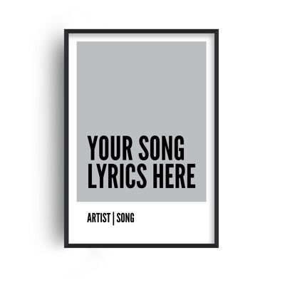 Personalised Song Lyrics Box Grey Print - A4 (21x29.7cm) - Print Only