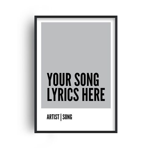 Personalised Song Lyrics Box Grey Print - A4 (21x29.7cm) - White Frame