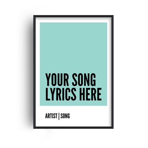 Personalised Song Lyrics Box Mint Print - A2 (42x59.4cm) - Black Frame