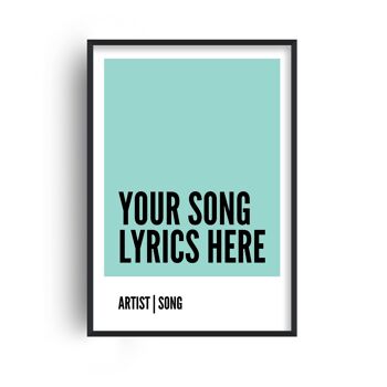 Boîte de paroles de chanson personnalisée à la menthe - 20 x 28 pouces x 50 x 70 cm - cadre blanc 1