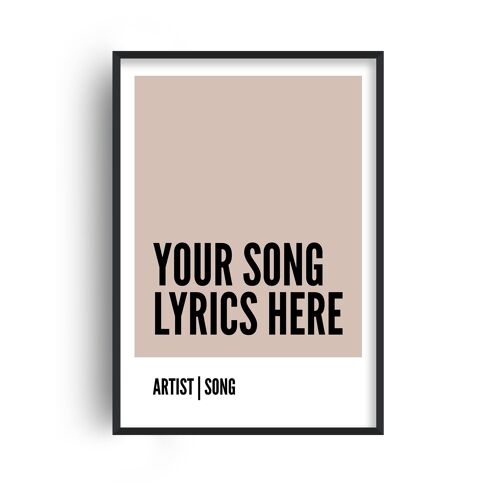 Personalised Song Lyrics Box Beige Print - A4 (21x29.7cm) - Black Frame