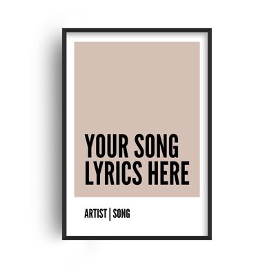 Personalised Song Lyrics Box Beige Print - A4 (21x29.7cm) - White Frame