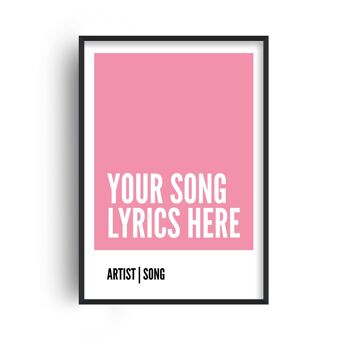 Boîte de Paroles de Chanson Personnalisée Imprimé Rose - A4 (21x29,7cm) - Cadre Noir 1