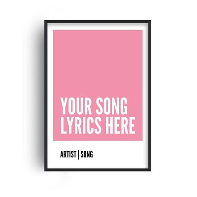 Personalised Song Lyrics Box Pink Print - A4 (21x29.7cm) - White Frame