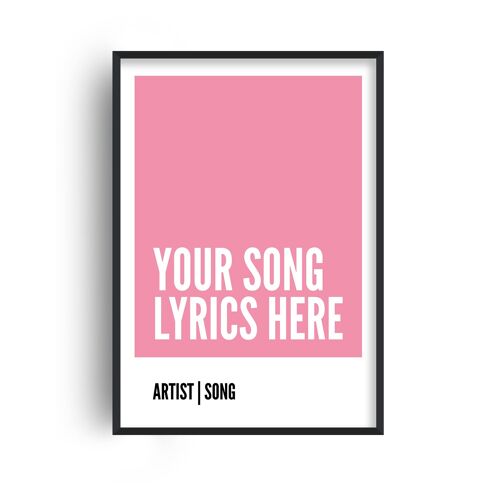 Personalised Song Lyrics Box Pink Print - A2 (42x59.4cm) - Black Frame
