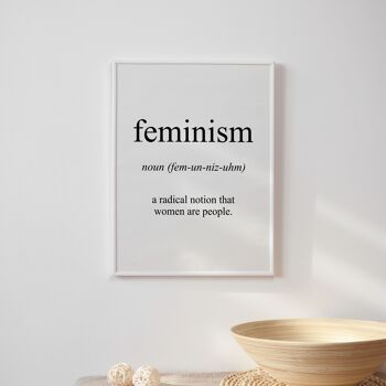 Feminism Meaning Print - 20 x 28 pouces x 50 x 70 cm - Cadre noir 2