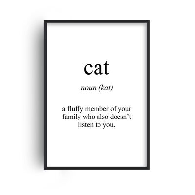 Cat Meaning Print - A2 (42x59.4cm) - Black Frame